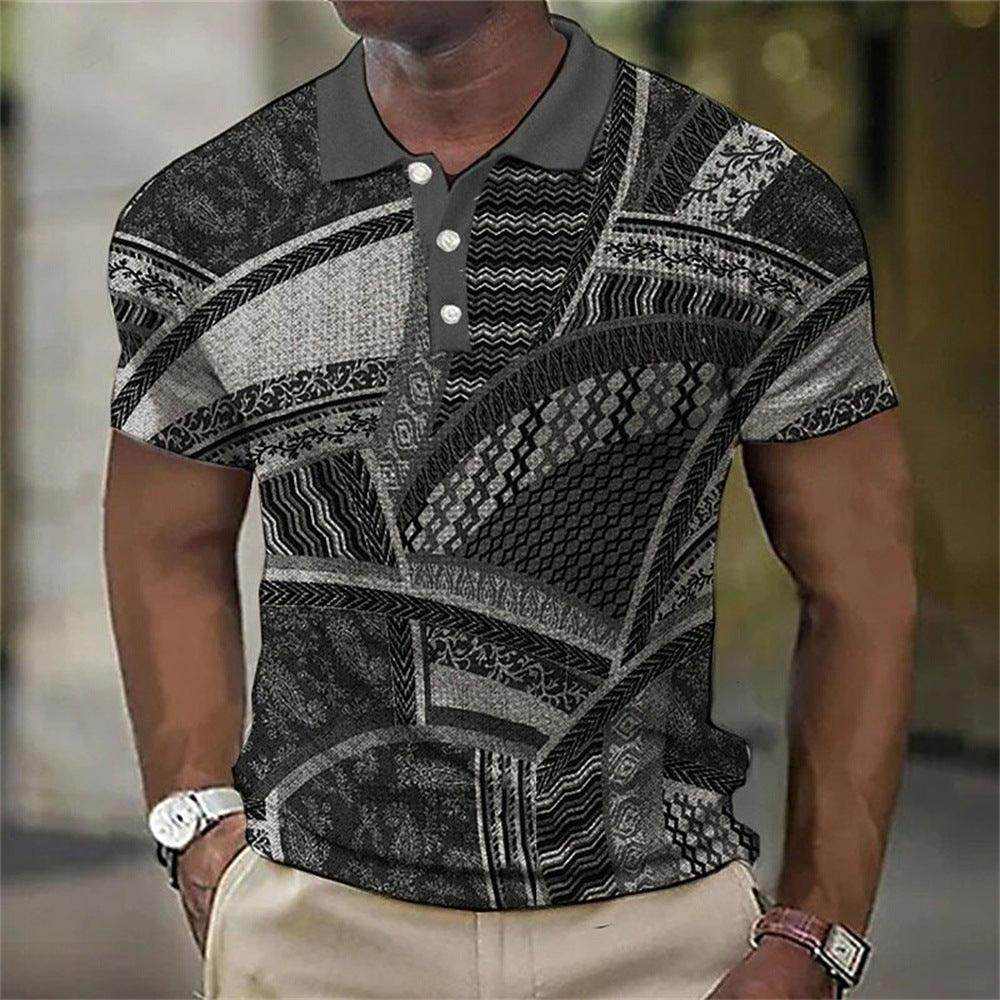 Fashion Men'S Polo Shirts 3d Splicing Plaid Printing Art Men - Magellan Fashion Shop
