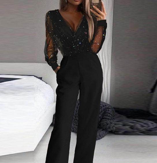 Dusting Powder Stitching High-end Elegant Jumpsuit Women's Clothing - Magellan Fashion Shop