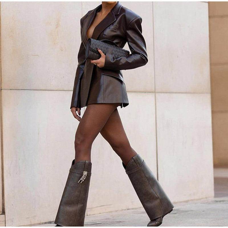Women's Waist Tight Leather Jacket - Magellan Fashion Shop