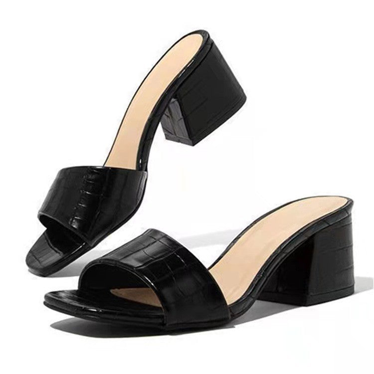 Women's Solid Color High-heeled Slippers - Magellan Fashion Shop