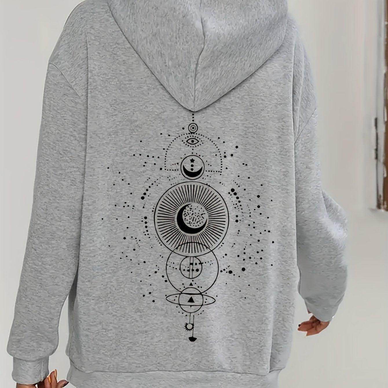 Moon Print Casual Hooded Sweatshirt - Magellan Fashion Shop