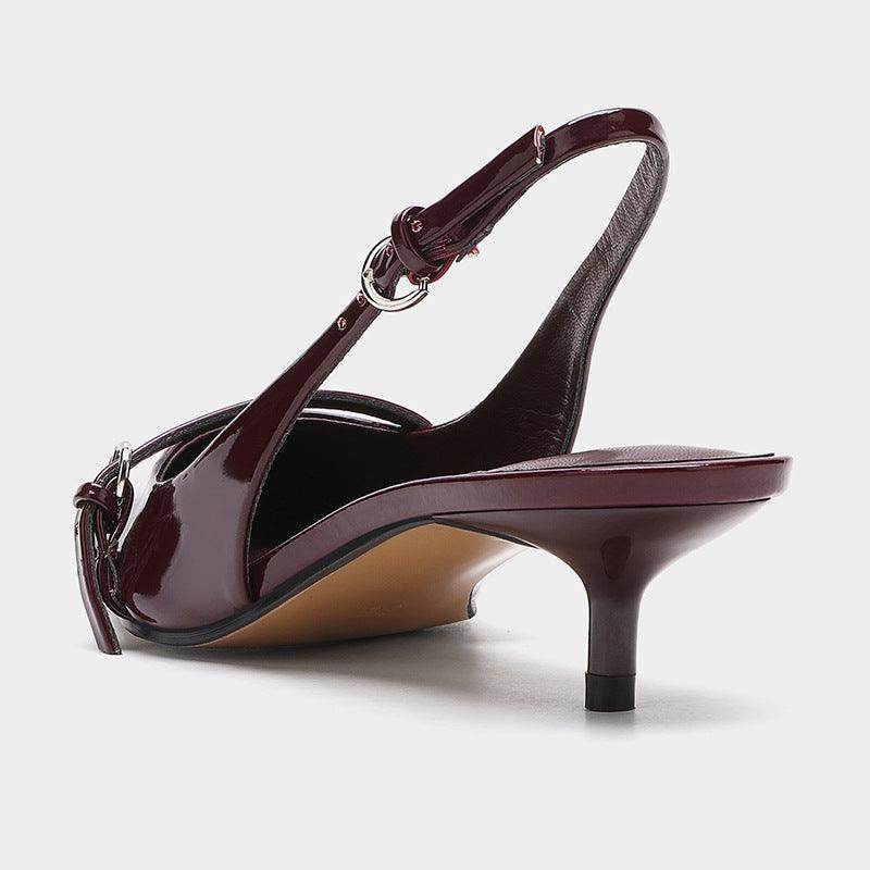 Wine Red Retro Style Pointed Toe Slingback Strap Mules Shoes - Magellan Fashion Shop