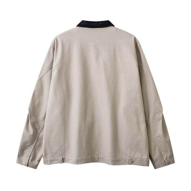 Vintage Crumpled Letters Polo Collar Jacket Men's Clothing Baggy Coat - Magellan Fashion Shop