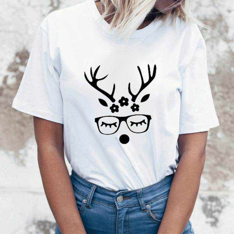Rock Santa Claus Print Spoof European And American T-shirt - Magellan Fashion Shop