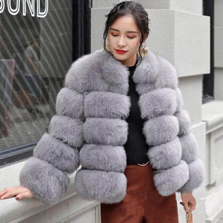 Fox Fur Slimming Stand Collar - Magellan Fashion Shop