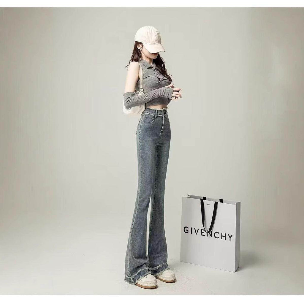 Retro Light Color Slightly Flared Jeans - Magellan Fashion Shop