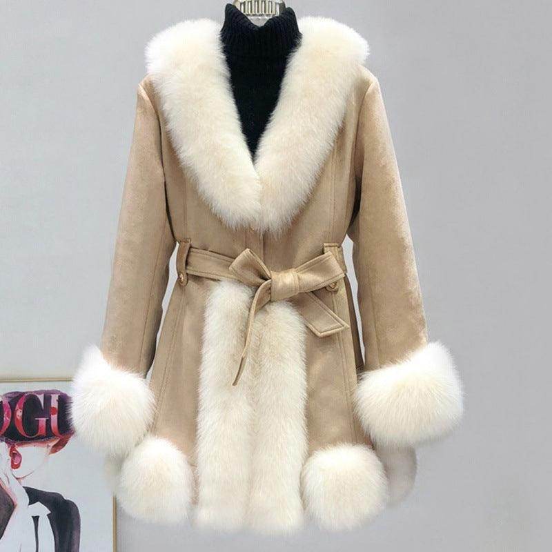 Leather Coat Suede Fur Integrated Mid-length - Magellan Fashion Shop