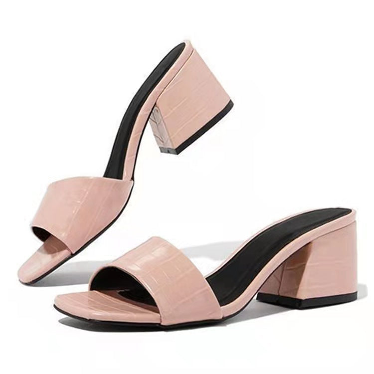 Women's Solid Color High-heeled Slippers - Magellan Fashion Shop