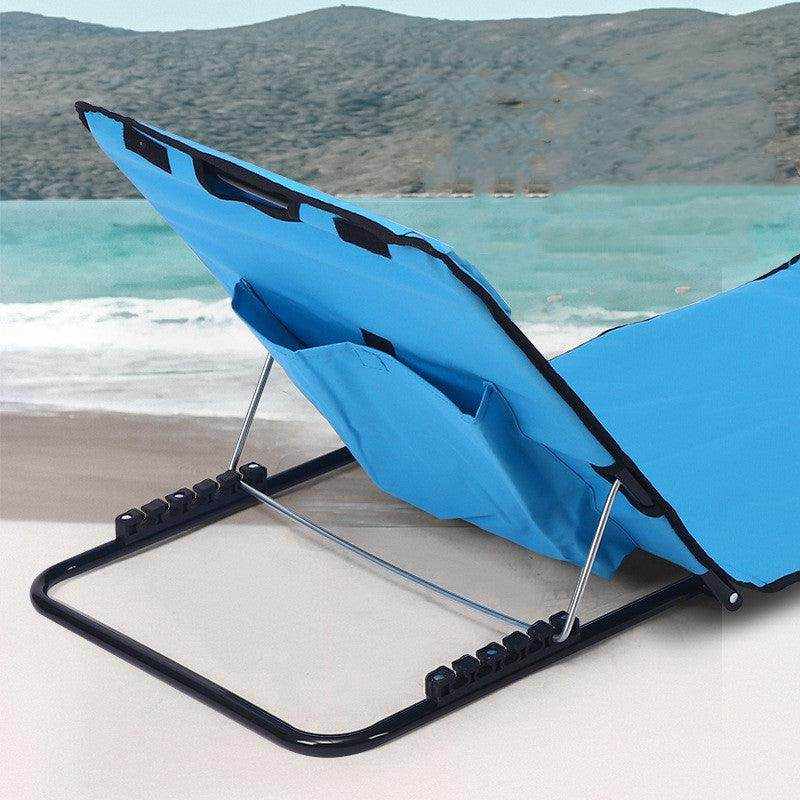 Blue and orange adjustable outdoor beach mat made of durable 600D Oxford cloth with foldable design and shoulder straps