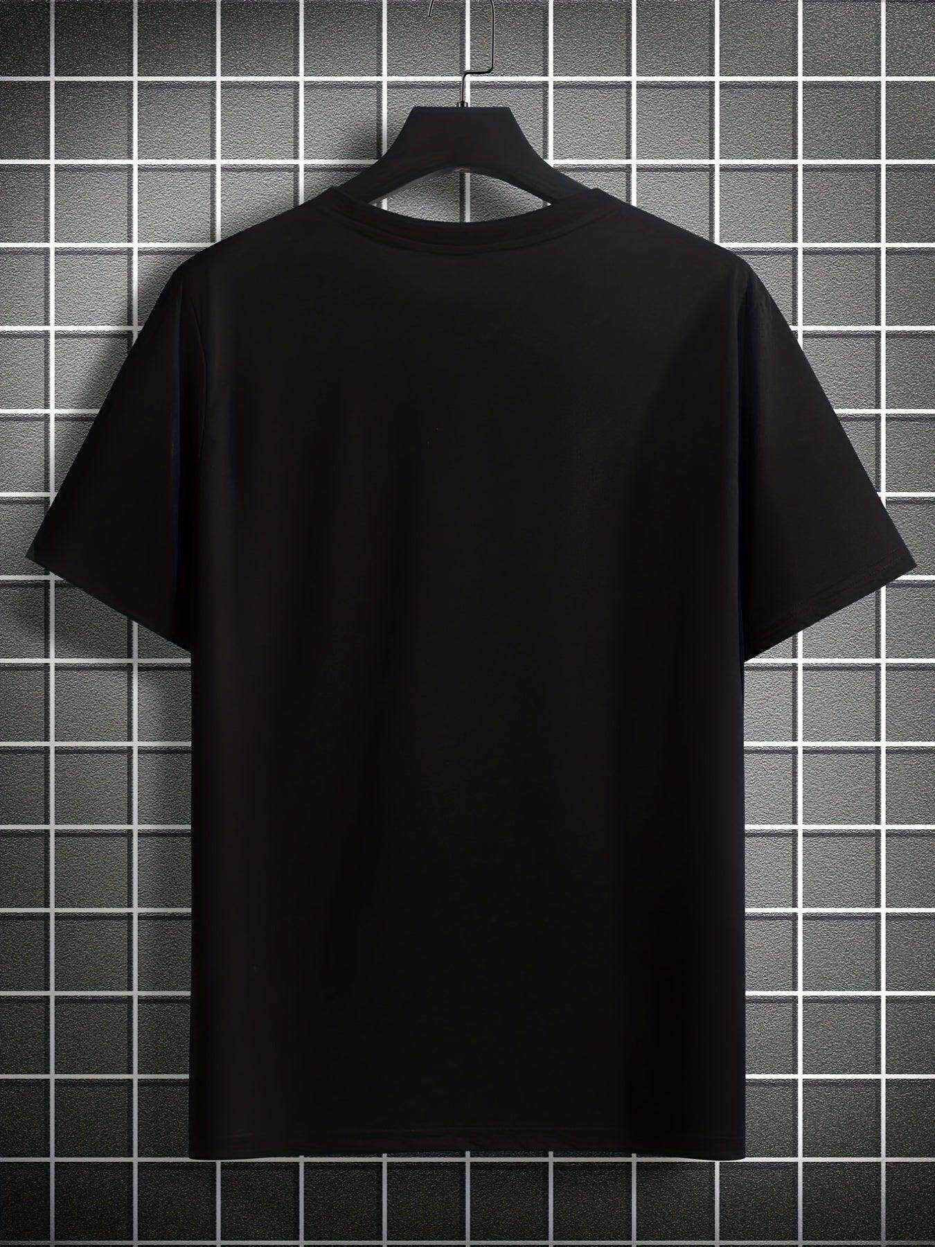 Large men's motorcycle old man pattern printed short-sleeve T-shirt with round neck, summer fashion for tall and strong men