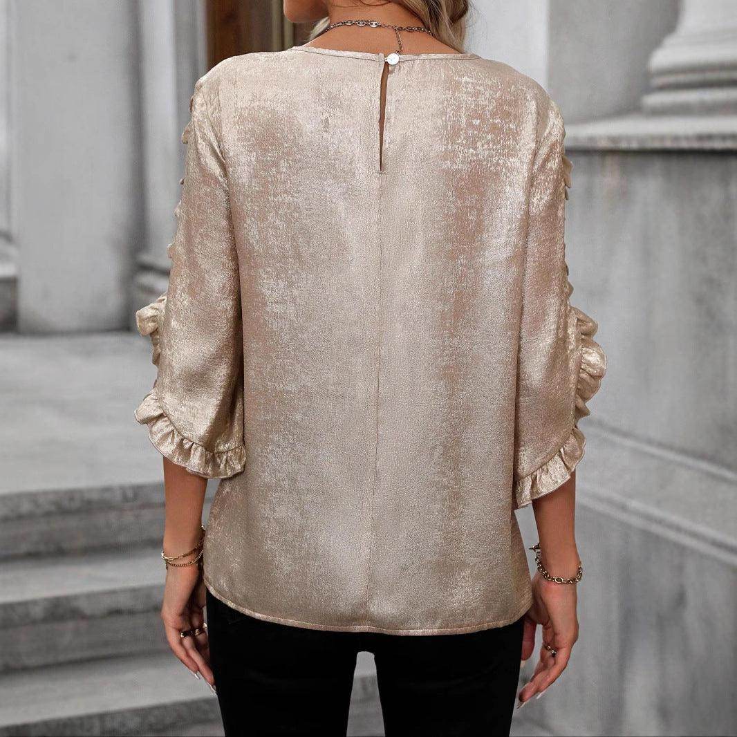 Women's Ruffle Sleeve Casual Shirt - Magellan Fashion Shop