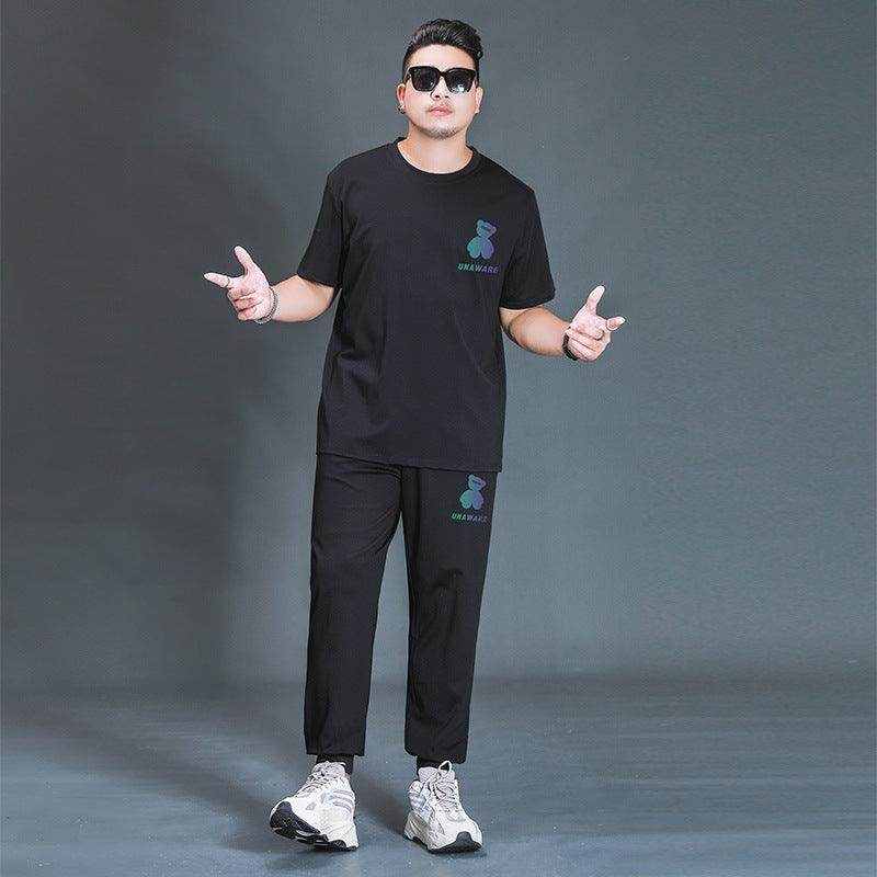 Oversized T-shirt And Trousers Two-piece Fat Casual Sports Suit - Magellan Fashion Shop