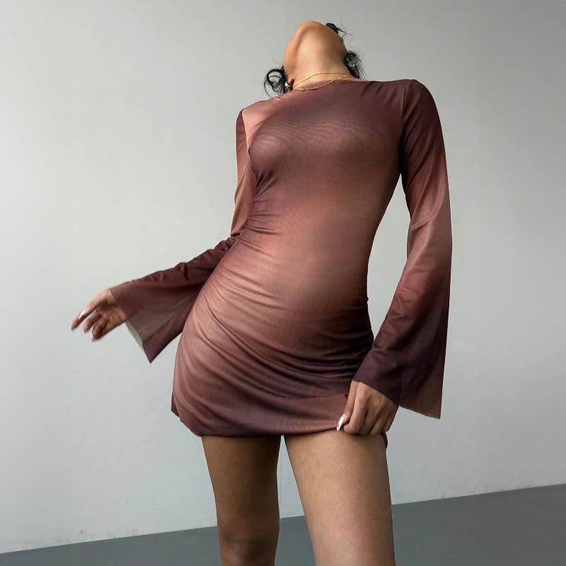 Women's Fashion Double Layer Printed Waist-controlled Dress - Magellan Fashion Shop