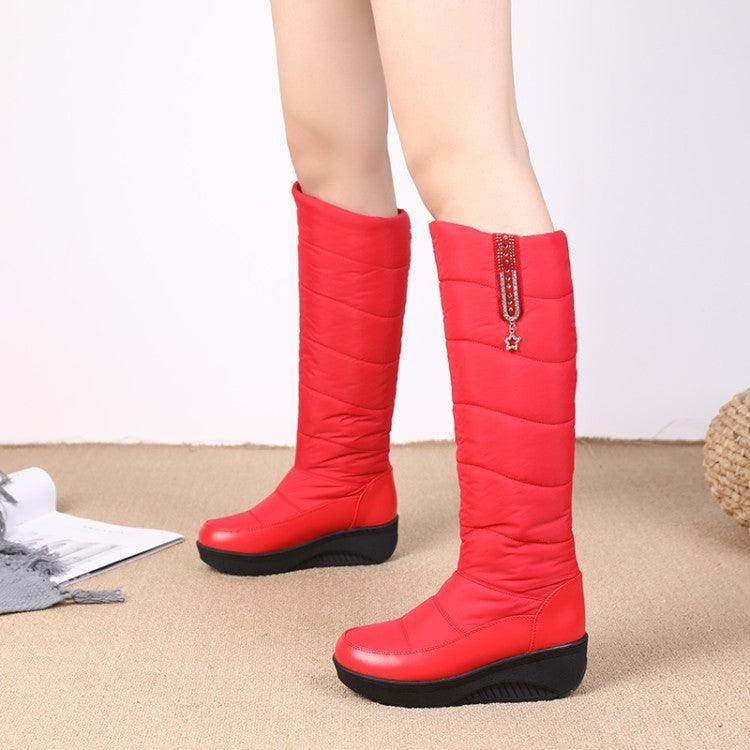Thick Fur Snow Boots Wedge Casual High Leg Boot - Magellan Fashion Shop