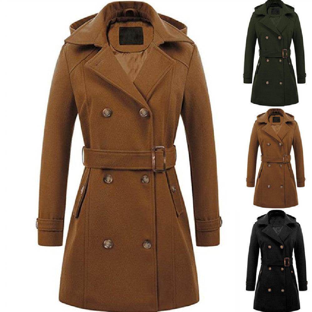 Women's Woolen Hooded Plus Size Coat - Magellan Fashion Shop