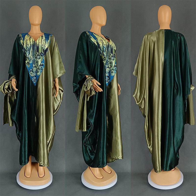 Ethnic Style Loose Plus Size Color-matching Dress - Magellan Fashion Shop