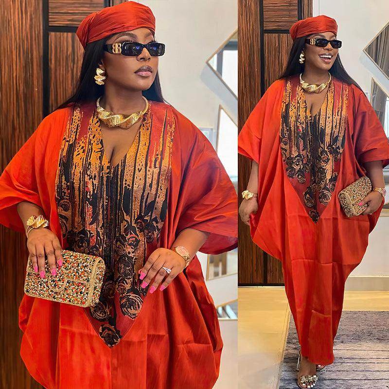 Ethnic Style Loose Plus Size Color-matching Dress - Magellan Fashion Shop