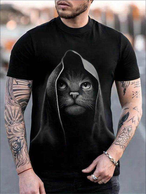 Cool Cat Pattern Men's T-shirt with short sleeves for summer outdoor wear